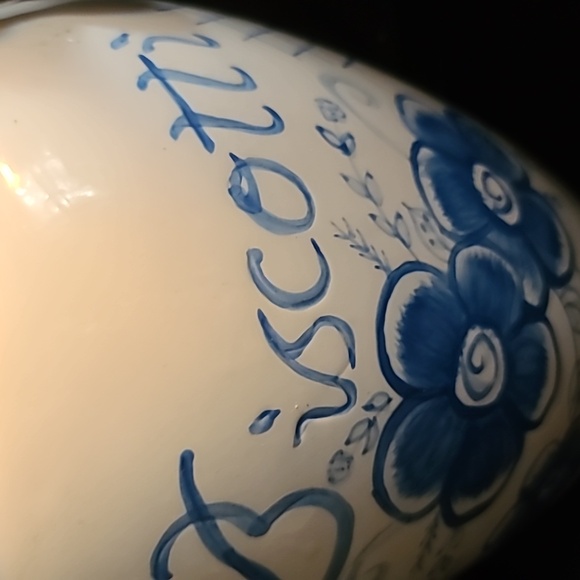 Lilian Vernon biscoitti jar  20 in tall blue and white - Picture 2 of 5